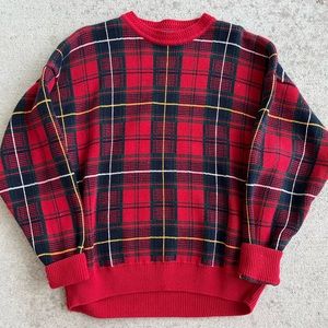 Vintage woods and gray plaid checkered sweater